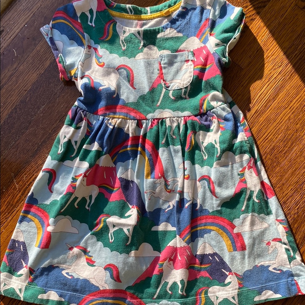 Mini Boden Play dress with unicorns